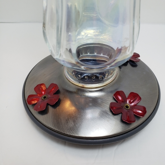 Irridecent Glass and Metal Hanging Hummingbird Feeder - Picture 11 of 16